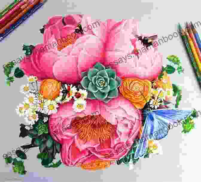A Child Drawing A Detailed Flower With Colored Pencils, Capturing The Delicate Petals And Intricate Details. Adorable Flower Designs For Kids: Flower Designs For Kids