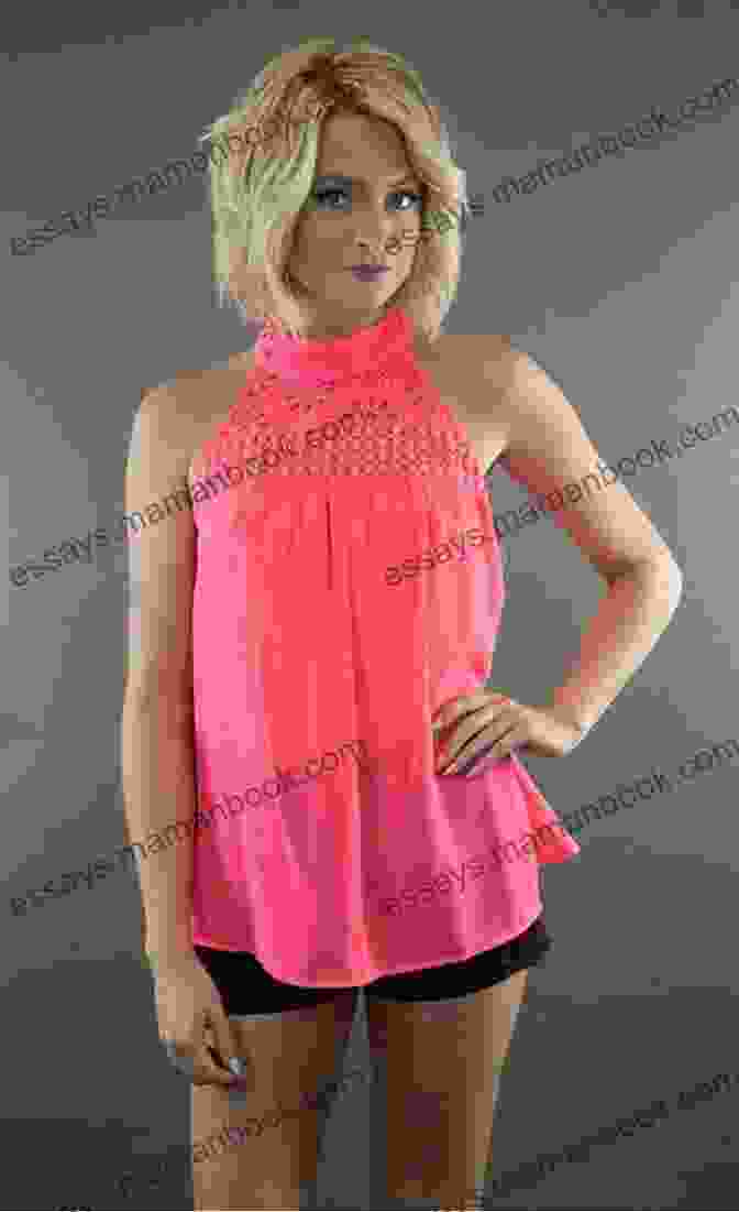 A Model Wearing The Hot Pink Halter Top, Showcasing Its Flattering Fit Hot Pink Halter Top Crochet Pattern