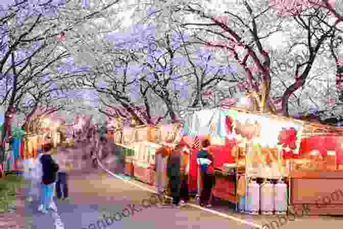 A Vibrant Depiction Of The Milk Blossom Festival, With Colorful Stalls, Cheerful Attendees, And Blooming Trees The Milk Blossom Festival: A Dragonsbane Short Story