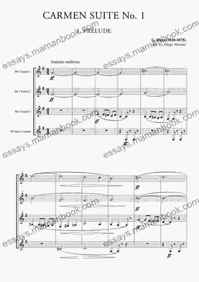 Aragonaise From Carmen Suite For Clarinet Quartet Score Carmen Suite For Clarinet Quartet (score)