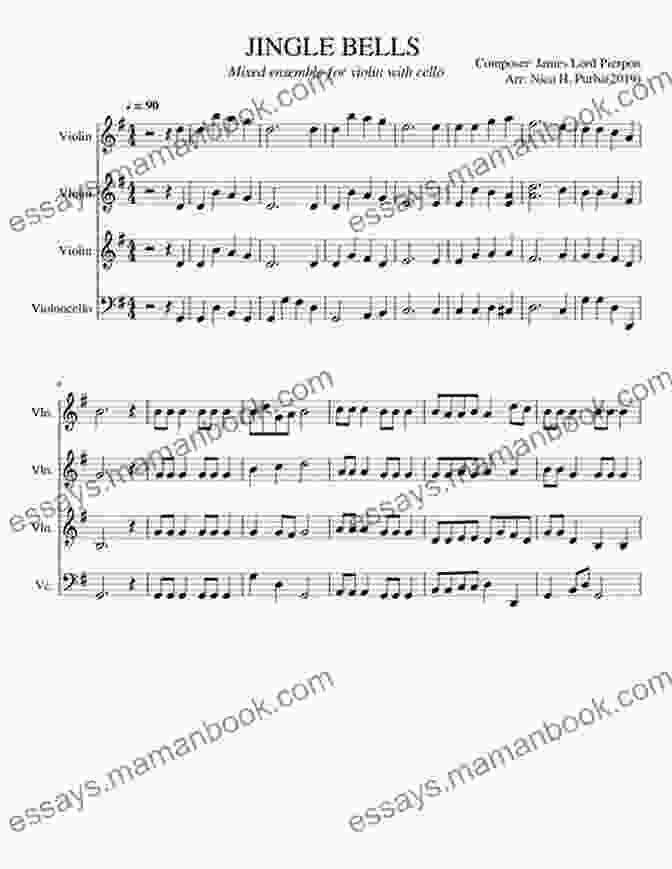 Cello Quartet Playing Jingle Bells Cello 3 Part Of 10 Christmas Tunes For Cello Quartet : Easy/Intermediate