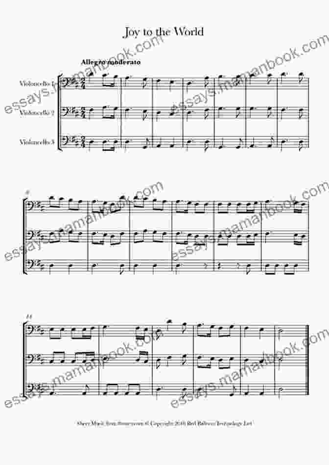 Cello Quartet Playing Joy To The World Cello 3 Part Of 10 Christmas Tunes For Cello Quartet : Easy/Intermediate