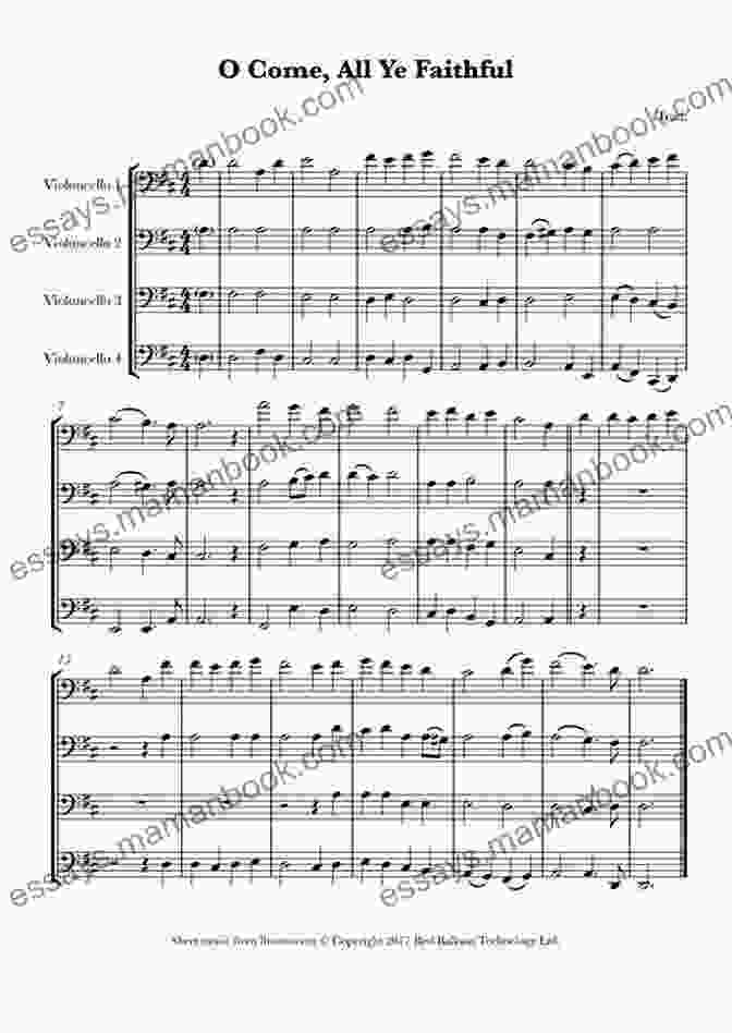 Cello Quartet Playing O Come, All Ye Faithful Cello 3 Part Of 10 Christmas Tunes For Cello Quartet : Easy/Intermediate